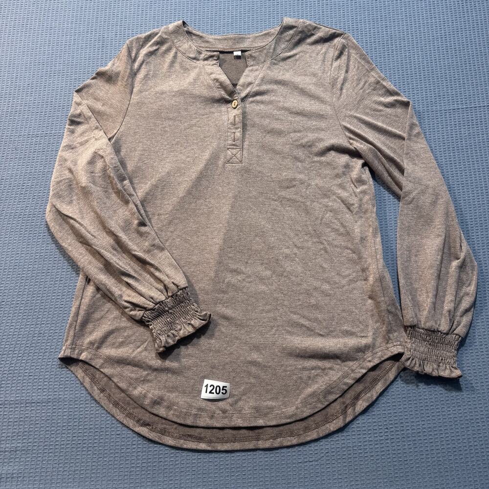 Women brown long sleeve Tee Sz S  Pre owned Excellent